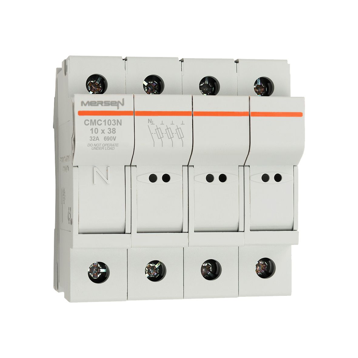 Y1062690 - CMC10 modular fuse holder, IEC, 3P+N, 10x38, DIN rail mounting, IP20